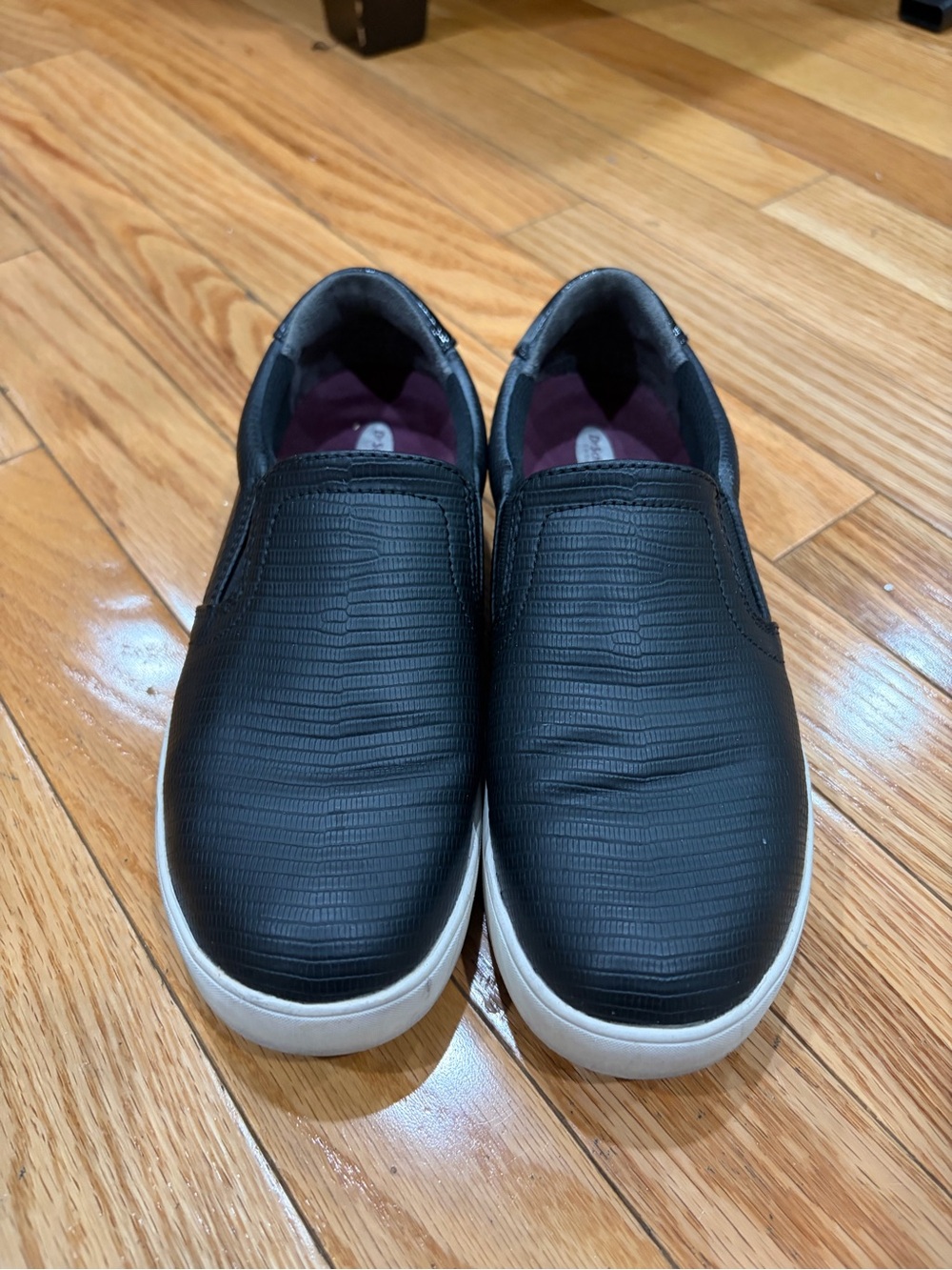Dr. Scholl's Black Slip-On Sneakers with White Sole